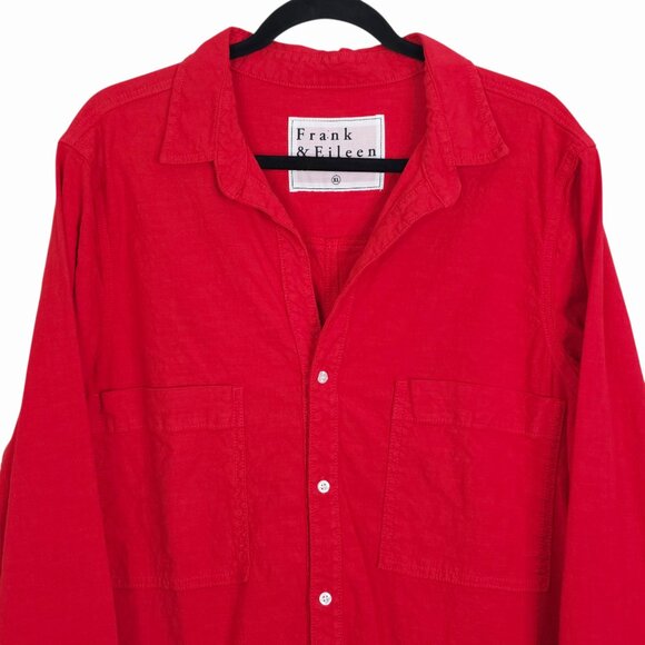 Frank & Eileen Southern Ireland Utility Dress Double Decker Red Linen Size XL - Picture 5 of 10